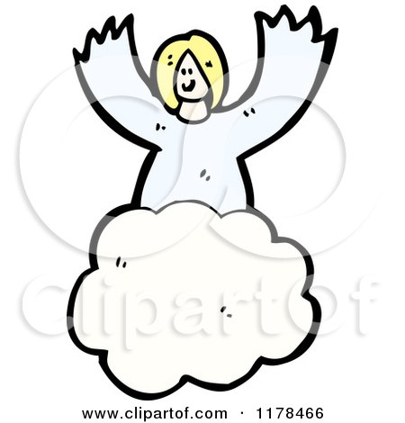 Cartoon of an Angel in the Clouds - Royalty Free Vector Illustration by lineartestpilot