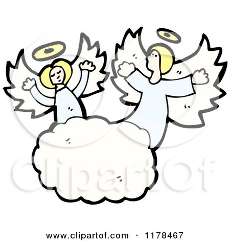 Cartoon of Angels in the Clouds - Royalty Free Vector Illustration by lineartestpilot