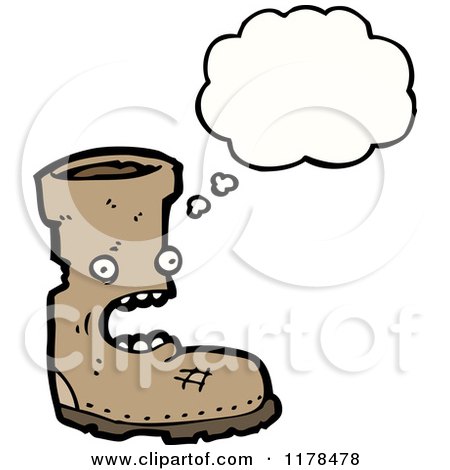 Cartoon of a Leather Boot with a Conversation Bubble - Royalty Free Vector Illustration by lineartestpilot
