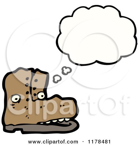 Cartoon of a Leather Boot with a Conversation Bubble - Royalty Free Vector  Illustration by lineartestpilot #1178481