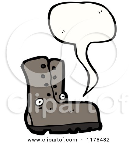 Cartoon of a Leather Boot with a Conversation Bubble - Royalty Free Vector Illustration by lineartestpilot