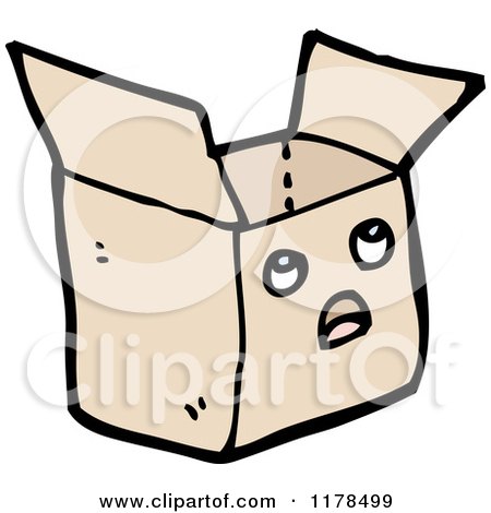 Cartoon of an Open Brown Wrapped Package - Royalty Free Vector Illustration by lineartestpilot