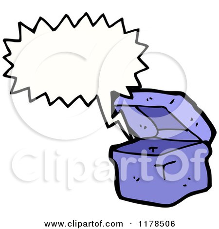 Cartoon of a Box with a Conversation Bubble - Royalty Free Vector Illustration by lineartestpilot