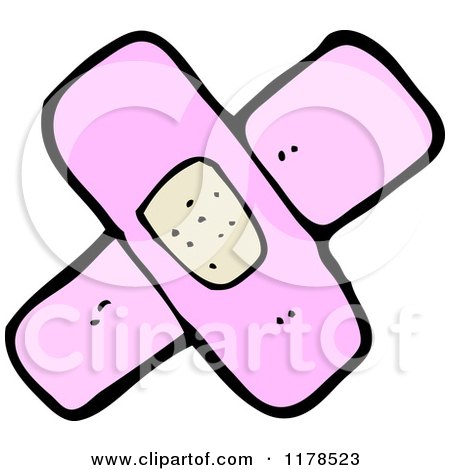 Cartoon of Pink Bandages - Royalty Free Vector Illustration by lineartestpilot