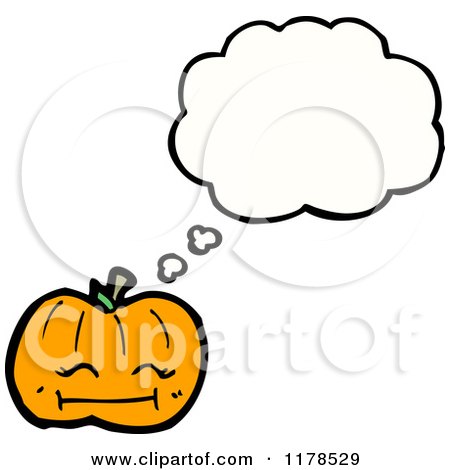 Cartoon of a Pumpkin with a Conversation Bubble - Royalty Free Vector Illustration by lineartestpilot