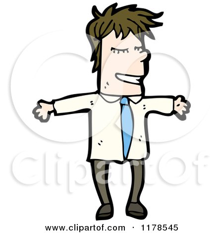 Cartoon of a Man Throwing His Arms up in Joy - Royalty Free Vector Illustration by lineartestpilot
