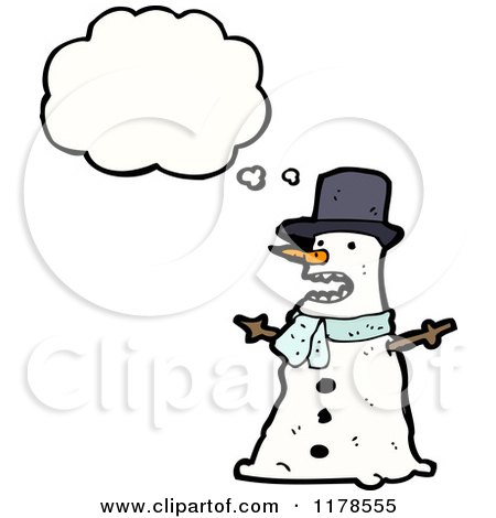 Cartoon of a Snowman with a Conversation Bubble - Royalty Free Vector Illustration by lineartestpilot