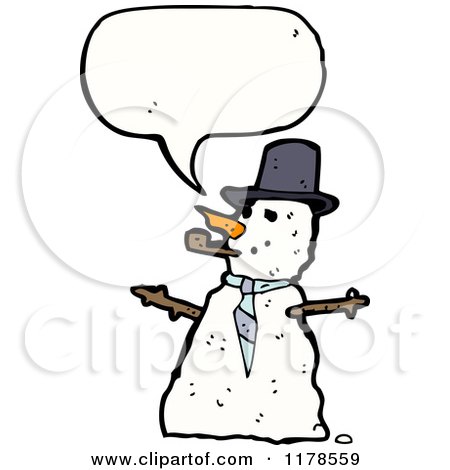 Cartoon of a Snowman with a Conversation Bubble - Royalty Free Vector Illustration by lineartestpilot