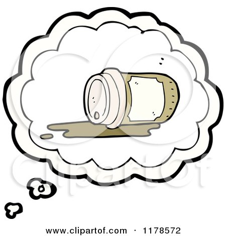 Cartoon of a Spilled Styrofoam Coffee Cup in a Conversation Bubble - Royalty Free Vector Illustration by lineartestpilot