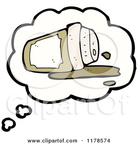 Cartoon of a Spilled Styrofoam Coffee Cup in a Conversation Bubble - Royalty Free Vector Illustration by lineartestpilot
