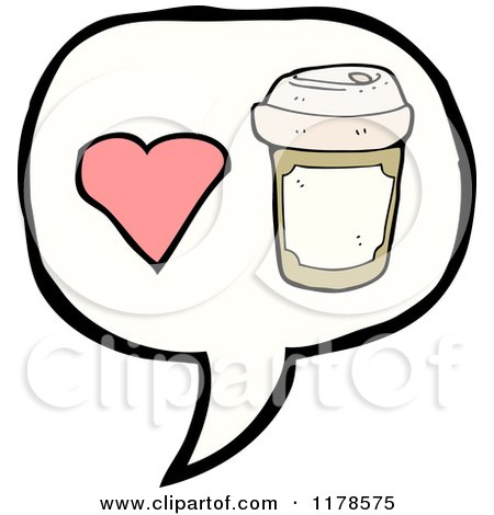 Cartoon of a Styrofoam Coffee Cup in a Heart Conversation Bubble - Royalty Free Vector Illustration by lineartestpilot