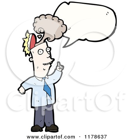 Cartoon of a Man Blowing His Top with a Conversation Bubble - Royalty Free Vector Illustration by lineartestpilot