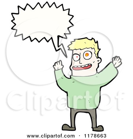 Cartoon of a Man with a Conversation Bubble - Royalty Free Vector Illustration by lineartestpilot