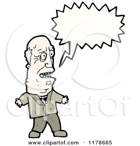 Cartoon of an Old Man Wearing a Suit with a Conversation Bubble - Royalty Free Vector Illustration by lineartestpilot