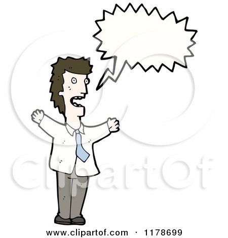 Cartoon of a Man Wearing a Tie with a Conversation Bubble - Royalty Free Vector Illustration by lineartestpilot