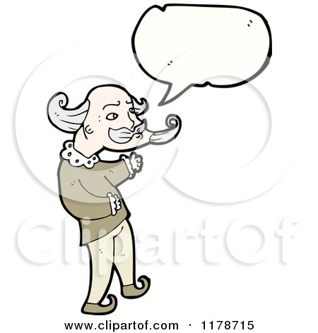 Cartoon of a Man with Curled Mustache and a Conversation Bubble - Royalty Free Vector Illustration by lineartestpilot