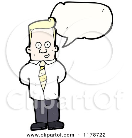 Cartoon of a Man Wearing a Tie with a Conversation Bubble - Royalty Free Vector Illustration by lineartestpilot