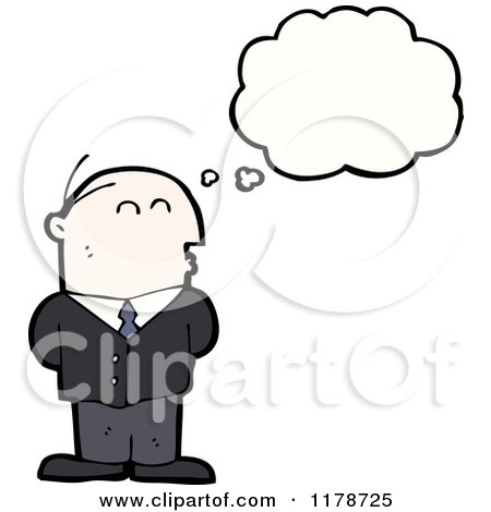 Cartoon of a Man Wearing a Suit with a Conversation Bubble - Royalty Free Vector Illustration by lineartestpilot