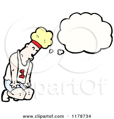 Cartoon of a Man Running a Foot Race with a Conversation Bubble - Royalty Free Vector Illustration by lineartestpilot