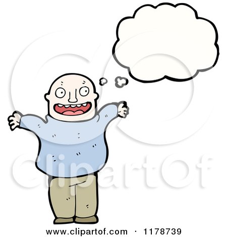 Cartoon of a Man with a Conversation Bubble - Royalty Free Vector Illustration by lineartestpilot