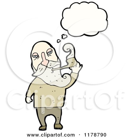 Cartoon of a Man Smoking a Pipe with a Conversation Bubble - Royalty Free Vector Illustration by lineartestpilot