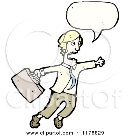 Cartoon of a Man with a Briefcase and a Conversation Bubble - Royalty Free Vector Illustration by lineartestpilot