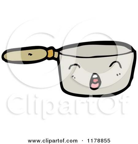 Cartoon of a Pan Cooking on the Stove - Royalty Free Vector Illustration by lineartestpilot