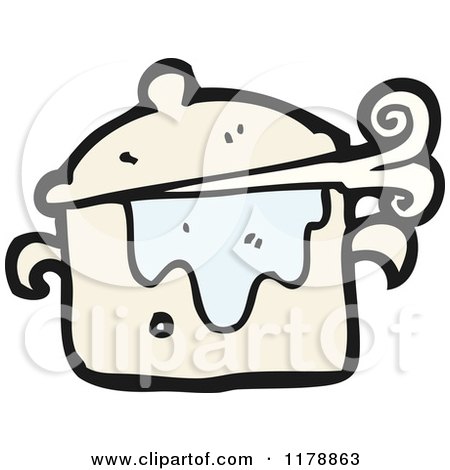Cartoon of a Pan Cooking on the Stove - Royalty Free Vector Illustration by lineartestpilot