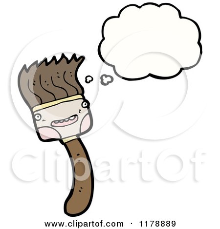 Cartoon of a Paintbrush with a Conversation Bubble - Royalty Free Vector Illustration by lineartestpilot