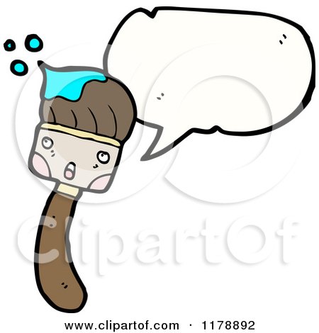 Cartoon of a Paintbrush with a Conversation Bubble - Royalty Free Vector Illustration by lineartestpilot