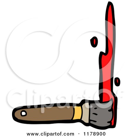Cartoon of a Paintbrush with Paint - Royalty Free Vector Illustration by lineartestpilot
