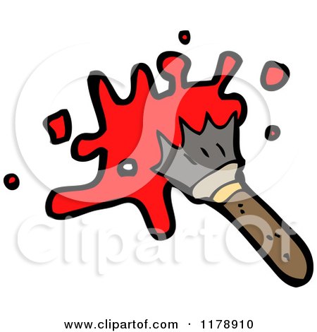 Cartoon of a Paintbrush with Paint - Royalty Free Vector Illustration by lineartestpilot
