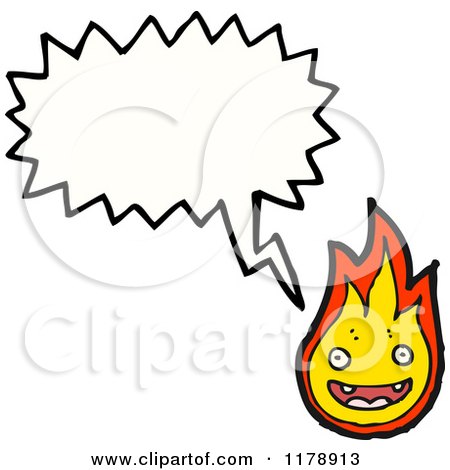 Cartoon of Flames with a Conversation Bubble - Royalty Free Vector Illustration by lineartestpilot