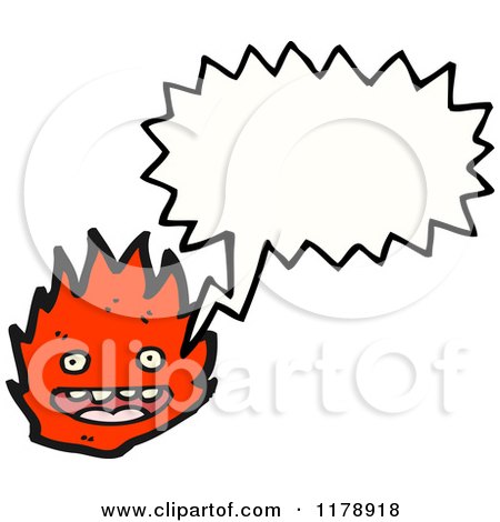 Cartoon of Flames with a Conversation Bubble - Royalty Free Vector Illustration by lineartestpilot