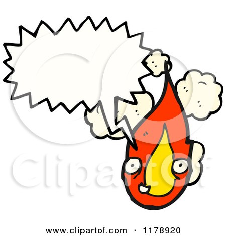 Cartoon of Flames with a Conversation Bubble - Royalty Free Vector Illustration by lineartestpilot