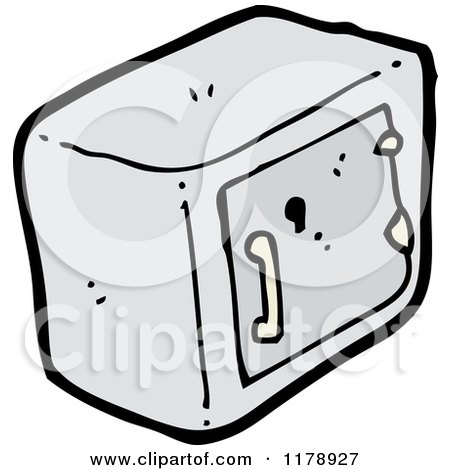 Cartoon of a Gray Metal Safe - Royalty Free Vector Illustration by lineartestpilot
