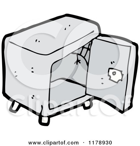 Cartoon of an Open Gray Metal Safe - Royalty Free Vector Illustration by lineartestpilot