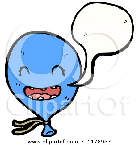 Cartoon of a Blue Balloon with a Conversation Bubble - Royalty Free Vector Illustration by lineartestpilot