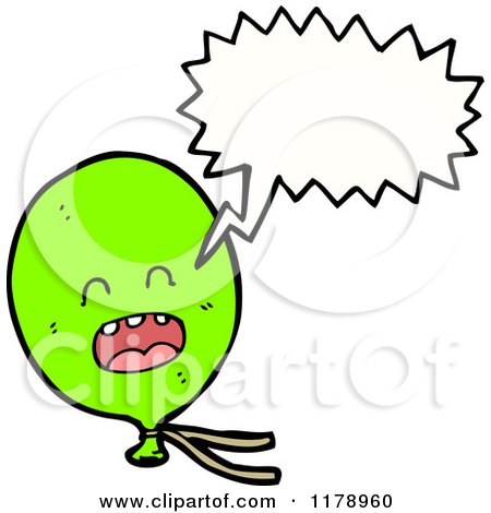 Cartoon of a Green Balloon with a Conversation Bubble - Royalty Free Vector Illustration by lineartestpilot