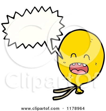 Cartoon of a Yellow Balloon with a Conversation Bubble - Royalty Free Vector Illustration by lineartestpilot
