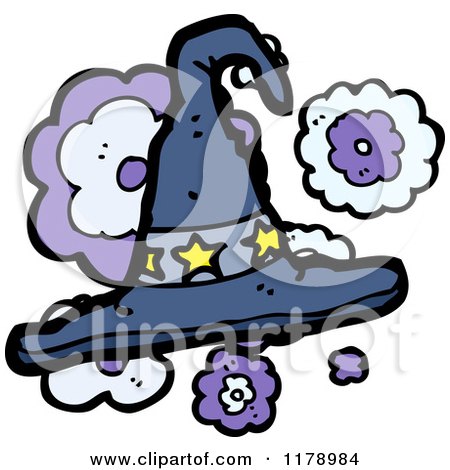 Cartoon of a Witch's Hat with Stars - Royalty Free Vector Illustration by lineartestpilot