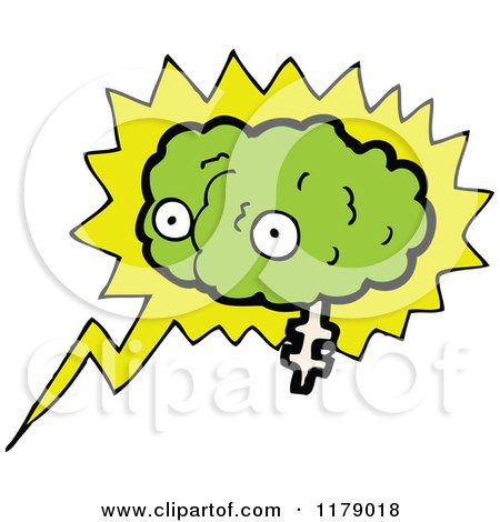Cartoon of a Green Brain in a Conversation Bubble - Royalty Free Vector Illustration by lineartestpilot