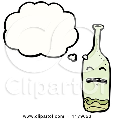 Cartoon of a Bottle of Alcohol with a Conversation Bubble - Royalty Free Vector Illustration by lineartestpilot