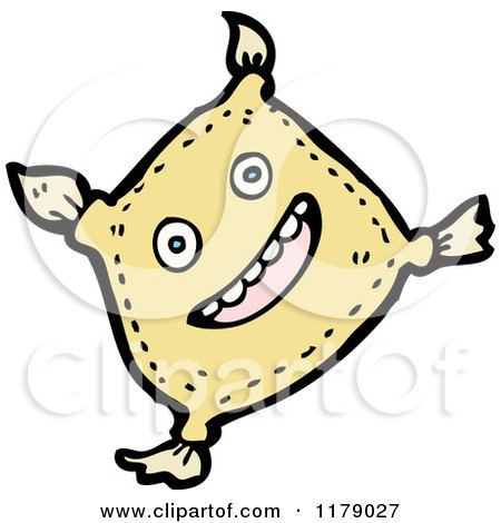Cartoon of a Smiling Pillow with Tassels - Royalty Free Vector Illustration by lineartestpilot