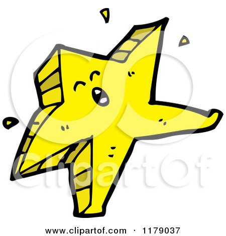 Cartoon of a Dancing Gold Star - Royalty Free Vector Illustration by lineartestpilot