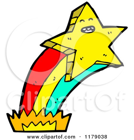 Cartoon of a Gold Star with a Rainbow - Royalty Free Vector Illustration by lineartestpilot