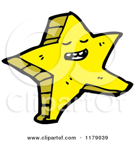 Cartoon of a Dancing Gold Star - Royalty Free Vector Illustration by lineartestpilot