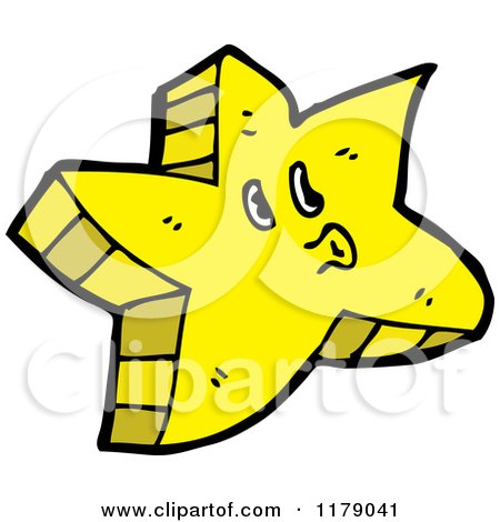 Cartoon of a Whistling Gold Star - Royalty Free Vector Illustration by lineartestpilot