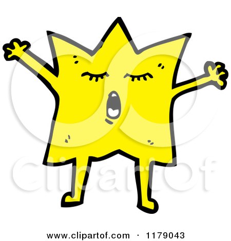 Cartoon of a Yawning Gold Star - Royalty Free Vector Illustration by lineartestpilot