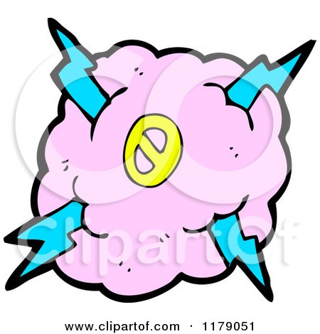 Cartoon of a Cloud with a Lightning Bolt and the Number 0 - Royalty Free Vector Illustration by lineartestpilot
